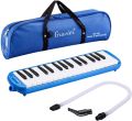 Gravier 32 Keys Melodica Made in indonesia with Soft Case 1 year warranty - Blue, pink, Green (13 Black Keys) Double Tubes Mouthpiece Air Piano Keyboard Musical Instrument with Carrying Bag - Blue indonesian melodica. 