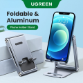 UGREEN Cell Phone Stand Adjustable Aluminum Mobile Phone Holder for Desk Compatible for iPhone 12 Pro Max 11 X SE XS XR 8 Plus 6 7 6S, Samsung Galaxy Note20 S20 S10 S9 S8 S7 Smartphone Foldable. 