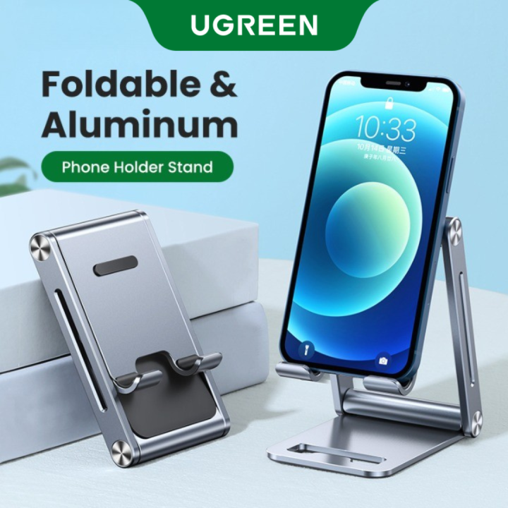UGREEN%20Cell%20Phone%20Stand%20Adjustable%20Aluminum%20Mobile%20Phone%20Holder%20for%20Desk%20Compatible%20for%20iPhone%2012%20Pro%20Max%2011%20X%20SE%20XS%20XR%208%20Plus%206%207%206S,%20Samsung%20Galaxy%20Note20%20S20%20S10%20S9%20S8%20S7%20Smartphone%20Foldable%20-%20Image%202