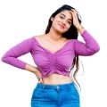 Pretty Wear Women's Sexy Off Shoulder Crop Tops T-Shirt Slim Fit Sexy Long Sleeves Tunics Blouse Going Out Nightout Party Club Shirt Gray, Purple, Pink Colors. 