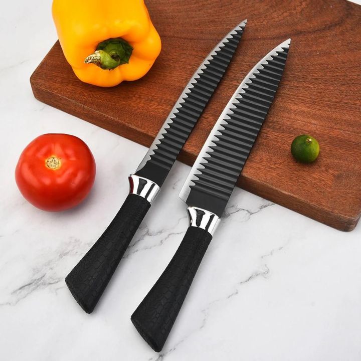 Wave Pattern Knife Black 6 PCS Set With Peeler And Scissor ️ ...