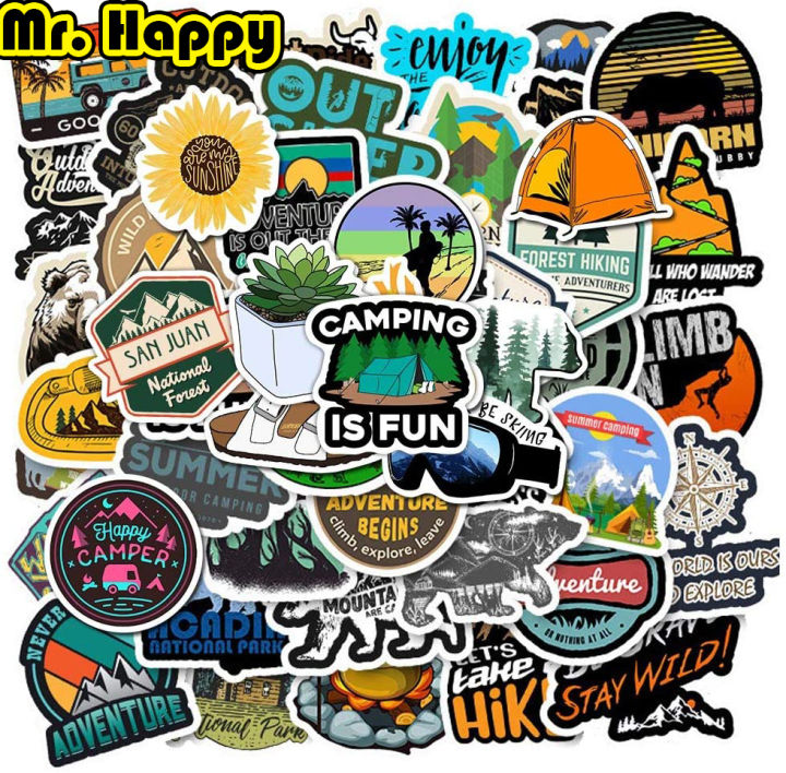 20/40/60 pcs Camping Stickers Travel Hike Nature Waterproof Stickers Decal