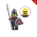 8pcs/set Red Dragon Knight King Knight Medieval Castle Knight Armor Heavy Knight with Figures Building Blocks Brick 9804. 