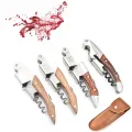 Bottle Opener Wood Handle Corkscrew Waiter Corkscrew Opener Multi-Function Key Kitchen Accessories. 