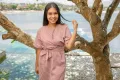 Saloni Bandage Rose Linen Midi Dress. 