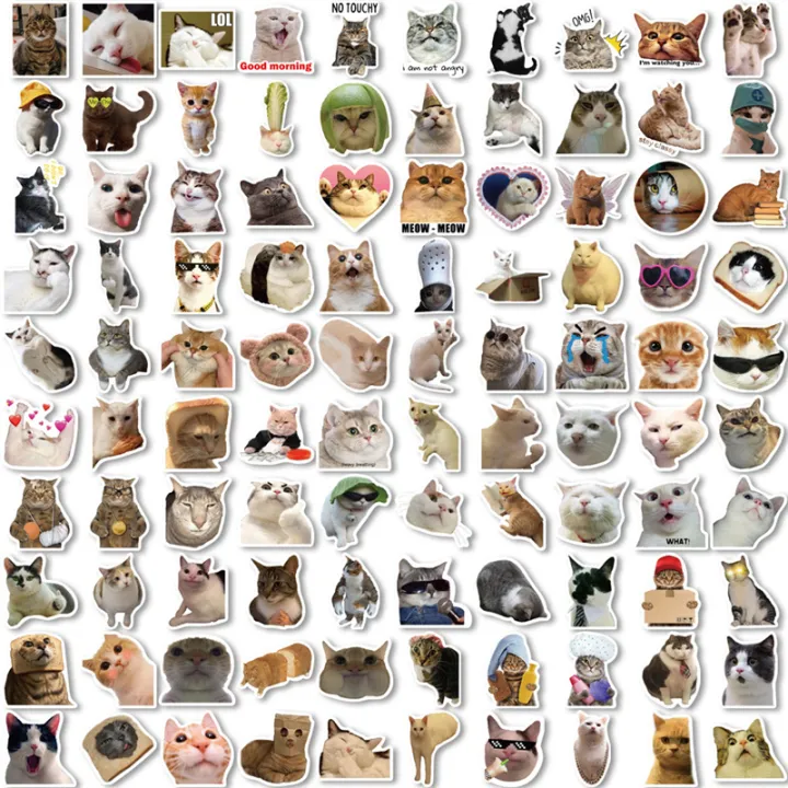 100PCS%20Cute%20Cat%20Meme%20Stickers%20-%20Viral%20Kitty%20Meme%20Doodle%20Decals%20For%20DIY%20Fun%20Layor%20-%20Image%203