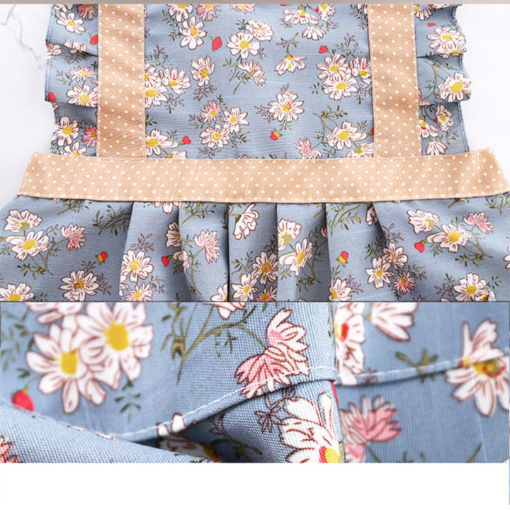 Apron%20Kitchen%20Sleeveless%20Oil%20Resistant%20Cute%20Korean%20Edition%20Home%20Cooking%20Apron%20Small%20Fragmented%20Flower%20Apron%20Household%20Cover%20Up%20-%20Image%203