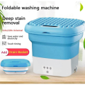 Blue Portable Travel Washing Machine, Mini Folding Washing Machine Combo with Small Collapsible Drain Basket UK Plug. 
