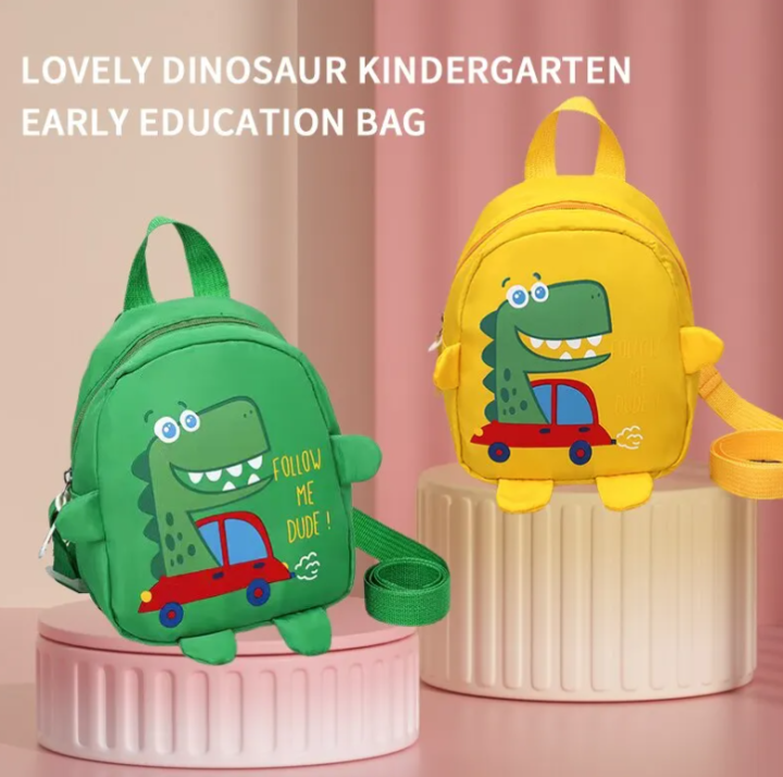 Cute Children Bag Cartoon Dinosaur Kids School Bags Kindergarten Preschool Outdoor Travel Backpack for Boys Girls Anti-Lost Equipped with Anti Loss Rope