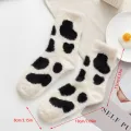Cartoon Cute Cow Mink Velvet Socks Women Winter Soft Stocking Medium Tube Sock Cute Cloud Plush Cartoon Mink Plush Socks Indoor ZHANGNA. 