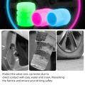 DeoDap Luminous Wheels Car Tire Valve Stem Caps, Glow Luminous at Night, Air Caps Cover Fluorescent, Illuminated Auto Car Wheel Valve Stem Caps Cover for SUV, Motorcycles, Truck. 