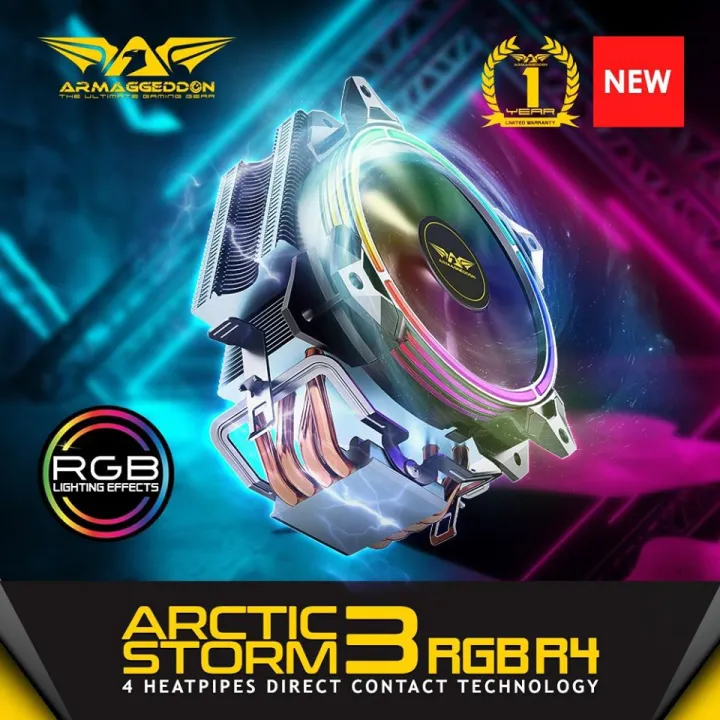 ARMAGGEDDON ARTIC STORM 3 RGB R4 CPU AIR COOLER [4 DIRECT CONTACT HEATPIPES]