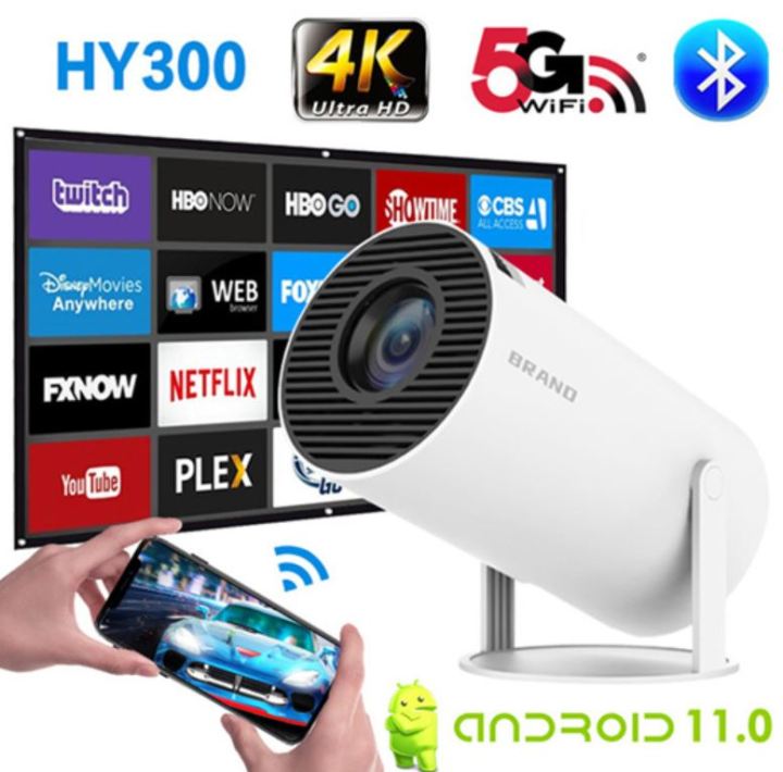 HY300 4K Smart Projector Android 11 Portable Wifi Mini Bluetooth 200Ansi Home Theater for SAMSUNG Apple Phone Movie 1080P