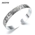 NEHZY925 sterling silver Jewelry Lotus retro silver leaf black bracelet Men Women New jewelry fashion retro high-quality Bangles. 