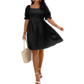 Black Short Puff Sleeve Frocks For Girls Silk Black Mini Frock Short Frock Party Frocks Casual Frock Black Frock For Ladies Gift Items For Love Latest Frock. 