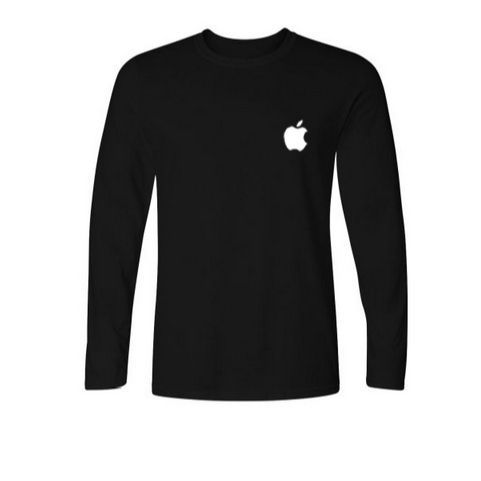 Apple logo printed long Sleeve T shirt For Men -Black Color | Daraz.lk