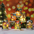 Christmas LED Light Ornaments Resin Mini House Miniature Village Building Xmas Glow Decor Gift Christmas Decoration Navidad Noel. 