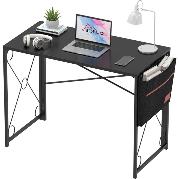 39 Inch Writing Computer Folding Desk/Sturdy Steel Laptop Table with