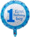 First Birthday Boy Or Girl 5 Piece Foil Balloon Set, Reusable And Self Sealing. 