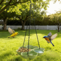Practical Flower Shaped Hanging Bird Feeder Large Capacity Adjustable Chain Bird Feeding Tray Durable Multipurpose Bird Water Drinker Yard Patio. 