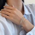 Fashion Hollow Butterfly Bangle Bracelet Silver Color Double Layer Tassel Chain Bracelet For Women Girls. 