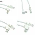 White Cat 6e RJ45 cable CAT6 8pin UTP Side Angled L Shape RJ45 Patch Cord Shape Ethernet Cable 6e Lan Short Cable Gigabit CAT6. 