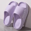 Feslishoet Women Letter Slippers Beach Slides Solid Color Mens Thick Sole Indoor Bathroom Anti Slip Shoes Summer Couple Sandals. 