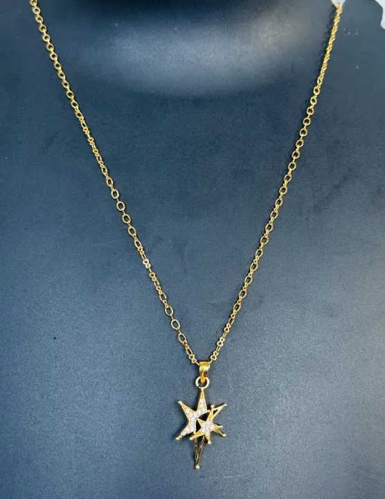 Gold%20plated%20beautiful,%20double%20star%20pendent%20and%20link%20chain,%20necklace%20for%20women%20and%20girl%20-%20Image%202
