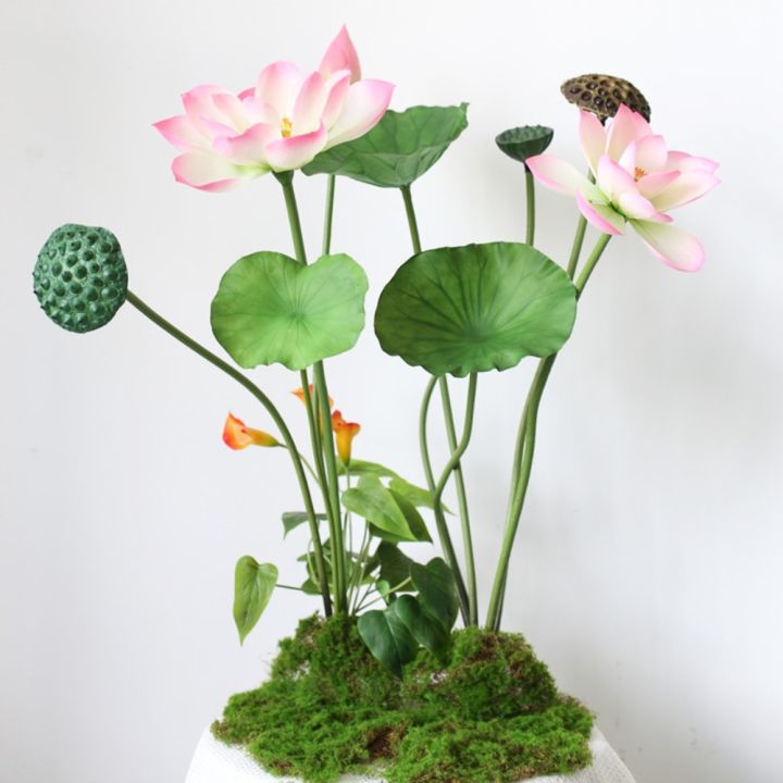 Flower%20Arrangement%20PU%20Artificial%20Lotus%20Romantic%20Lifelike%20Simulation%20Lotus%20Leaf%20Long%20Stem%20Handmade%20Fake%20Lotus%20Branch%20Garden%20-%20Image%208
