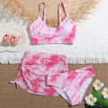 Color floral swimsuit can be a three-piece set of girls' summer swimsuits with printed dyed love cross girls' swimsuits swimsuits beach wear for swimming. 