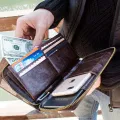 CONTACT'S Brand Cow Leather Men Casual Long Clutch Wallet Zipper Purse With Passport Holder Phone Case Card Holder. 