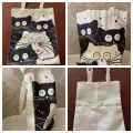 【ALLGOOD】Andeiltech Canvas Tote Bag for Women Aesthetic Cute Cat Shopping Grocery Reusable School with Inner Zipper Girl Gift. 