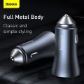 Baseus U+U 40W Golden Contactor Pro Dual Quick Charger Car Charger (With Baseus Simple wiring USB For Type-C 5A 1.0m) Dark Gray 6 Months Warranty. 