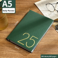 2025 Edition Planner High Quality PU Cover One Page Per Day Notebook A5 Size 365 Days Agenda for Work Office Professional. 