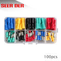 100pcs Bullet Insulated Terminals Crimp Spade Male Female Wire Connector Electrical Cord Pin End Butt Set Kit FRD MPD 1.25-156. 