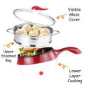 New Multi-function Portable Cooker Non-stick Stainless Steel Electric Skillet Fry Pan Rice Cooker - 1L. 