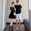 You Wear My Dress Summer Couple Wear One Dress One Dress ins Pure Desire Style French Style polo Collar T Shirt Puff Sleeve Dress. 