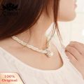 Women Fashion Pendant Chain Choker Faux Pearls Statement Necklace Jewelry. 