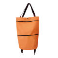 Foldable Shopping Pull Cart Trolley With Wheels Shopping Bags Reusable Large Waterproof Handbag. 
