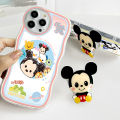 Super Case For iPhone 6S Cute Mickey and Minnie Disney Clear Cartoon Cases Soft Silicone Full Rubber Back Cover Moble Phone Tpu Transparent Curly Wave Hybrid Shockproof Casing For Girls Ring+ Free Holder. 