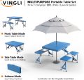 4 Ft Camping Picnic Table Set with 4 Seats with Umbrella Hole Folding Lightweight Suitcase Card Table-220 Lbs Support Aluminum Frame, Plastic RV Tabletop for Barbecue,Travel,Outing,Gathering. 
