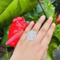 BOOM silver / rose gold color cute, beautiful adjustable ring with fixed white stone for women and girl. 