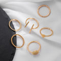 6PCS/Set Vintage Rings Women's Love and Creative Female Cold Wind Joint Ring Set for Girls. 