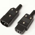 1Pcs Durable Male Female AC Plug Socket 3 Pin IEC 320 Straight AC Power Connector C13 C14 10A 250V Rewirable Power Connector. 