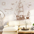 Brown Ships sailing in deep sea classic wall decoration Sticker  room wallpaper bedroom nursery window decor wall stickers  wedding decoration birthday decoration kids room decoration Wall Stickers. 