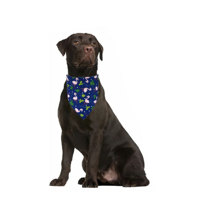 Pet Dog Bandana (Blue Flamingo) Cat Puppy Kerchief Pet Dog Accessories Neckerchief Scarf Towel Premium Durable Soft Lightweight Fabric