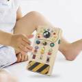 Lights Switch Busy Board Montessori Toy Button Busy Board Kids Wooden Control Panel Kids Toy Activity Sensory Board for Toddlers 1 2 3 Year Old. 