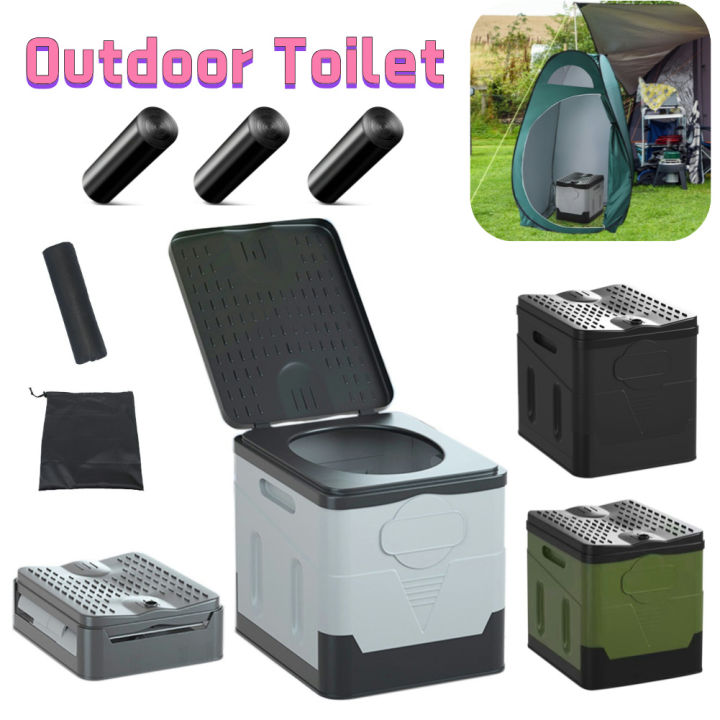Portable Folding Toilet For Outdoor Camping Potty Reusable Toilet Trash Can For Adults Kids Cover Design Seat Toilet For Picnic