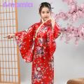 Exquisite Kimono Stunning Cherry Blossom Kimono for Girls Perfect for Cosplay School Performances Easy to Wear Japanese Style Kimono Dress. 