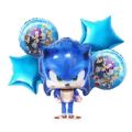 5 Pcs Foil Ballons Sonic Birthday Party Decorations. 